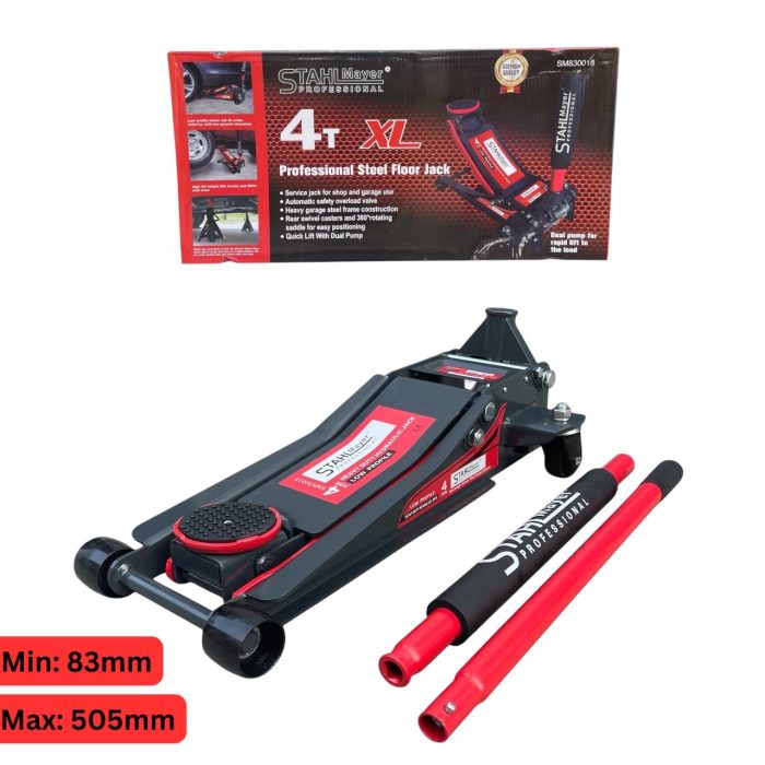 Нископрофилен крик крокодил 4 тона с 2 помпи STAHLMAYER-XL 83-505мм | mcbtools.com