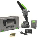 Акумулаторен мини верижен трион 24V 4Ah с 15 см шина HAWEK