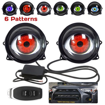 Комплект 3D LED фарове халогени дяволски очи Devil Eyes с лупи 3"инча 8см 12V