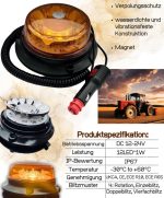 Аварийна лампа с магнит за автомобили Камиони Трактор 12 / 24V - ECE R65 R10 E9