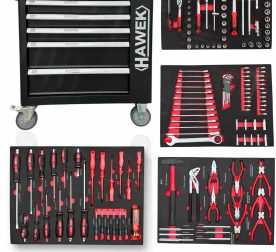 Шкаф с инструменти с 6 чекмеджета – 4 пълни Hawek