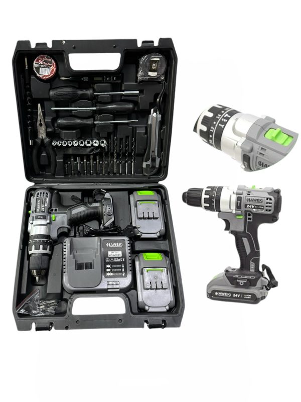 Акумулаторен ударен винтоверт 24V 4.0Ah с инструменти HAWEK
