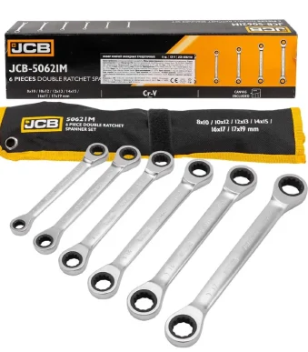 Комплект двустранни тресчотни ключове 8 -19 мм 6 части JCB