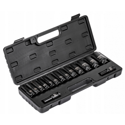 Комплект дълбоки ударни вложки 12-стенни 1/2″ 10 – 36 мм 15 части ROCKFORCE