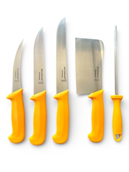 Комплект професионални немски месарски ножове 3 броя със сатър и масат