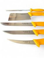 Комплект професионални немски месарски ножове 3 броя със сатър и масат