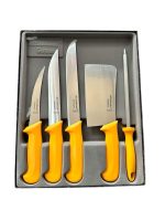 Комплект професионални немски месарски ножове 3 броя със сатър и масат