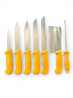 Комплект професионални немски месарски ножове 5 броя със сатър и масат