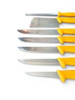 Комплект професионални немски месарски ножове 5 броя със сатър и масат