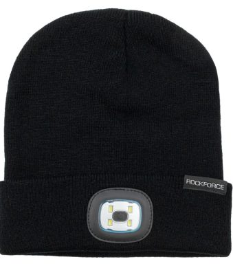 Зимна шапка с вградено LED осветление с USB зареждане ROCKFORCE