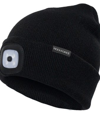Зимна шапка с вградено LED осветление с USB зареждане ROCKFORCE