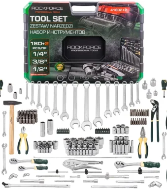 Гедоре 180+2 части 1/4″, 3/8″, 1/2″ ROCKFORCE