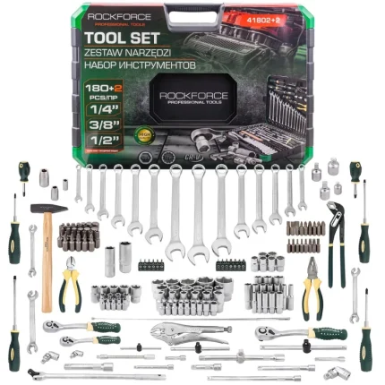 Гедоре 180+2 части 1/4″, 3/8″, 1/2″ ROCKFORCE