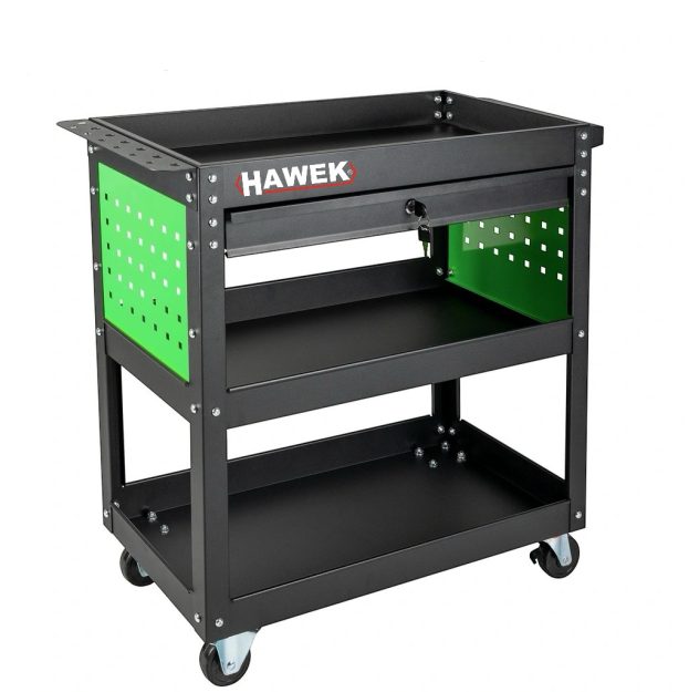 Количка за инструменти с три рафта, поставка за отвертки и чекмедже HAWEK