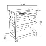 Количка за инструменти с три рафта, поставка за отвертки и чекмедже HAWEK