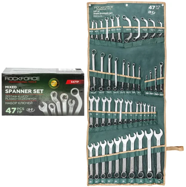 Kомплект комбинирани ключове 47 части ROCKFORCE