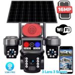Соларна охранителна Wi-Fi камера с 3 обектива и аларма Sunvision – 16 MP | mcbtools.com