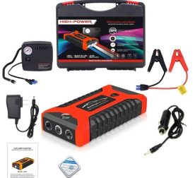 Мултифункционален автомобилен стартер Jump Starter 9800mAh, 12V, Максимален ток 600A с компресор