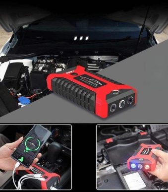 Мултифункционален автомобилен стартер Jump Starter 9800mAh, 12V, Максимален ток 600A с компресор