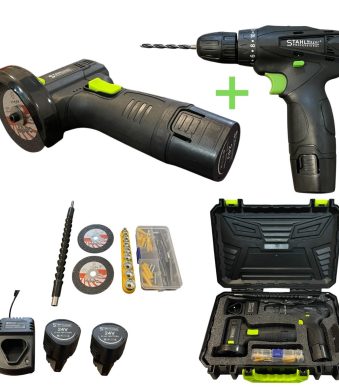 Комплект акумулаторен ударен винтоверт и мини ъглошлайф 24V STAHLMAYER