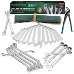 Комплект комбинирани ключове 24 части + подарък клещи гарги 10" RockForce