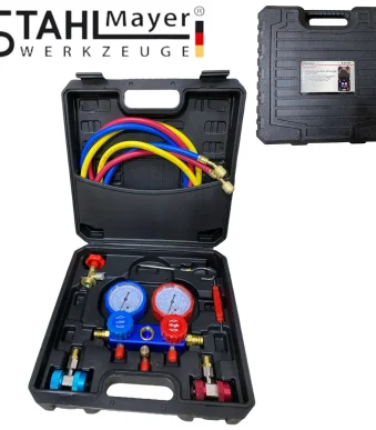 Комплект манометри за зареждане и тест на климатични системи STAHLMAYER