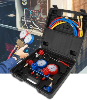 Комплект манометри за зареждане и тест на климатични системи STAHLMAYER