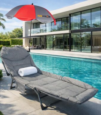 Сгъваемо походно легло тип шезлонг с чадър Sunvision