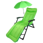 Сгъваемо зелено походно легло тип шезлонг с чадър