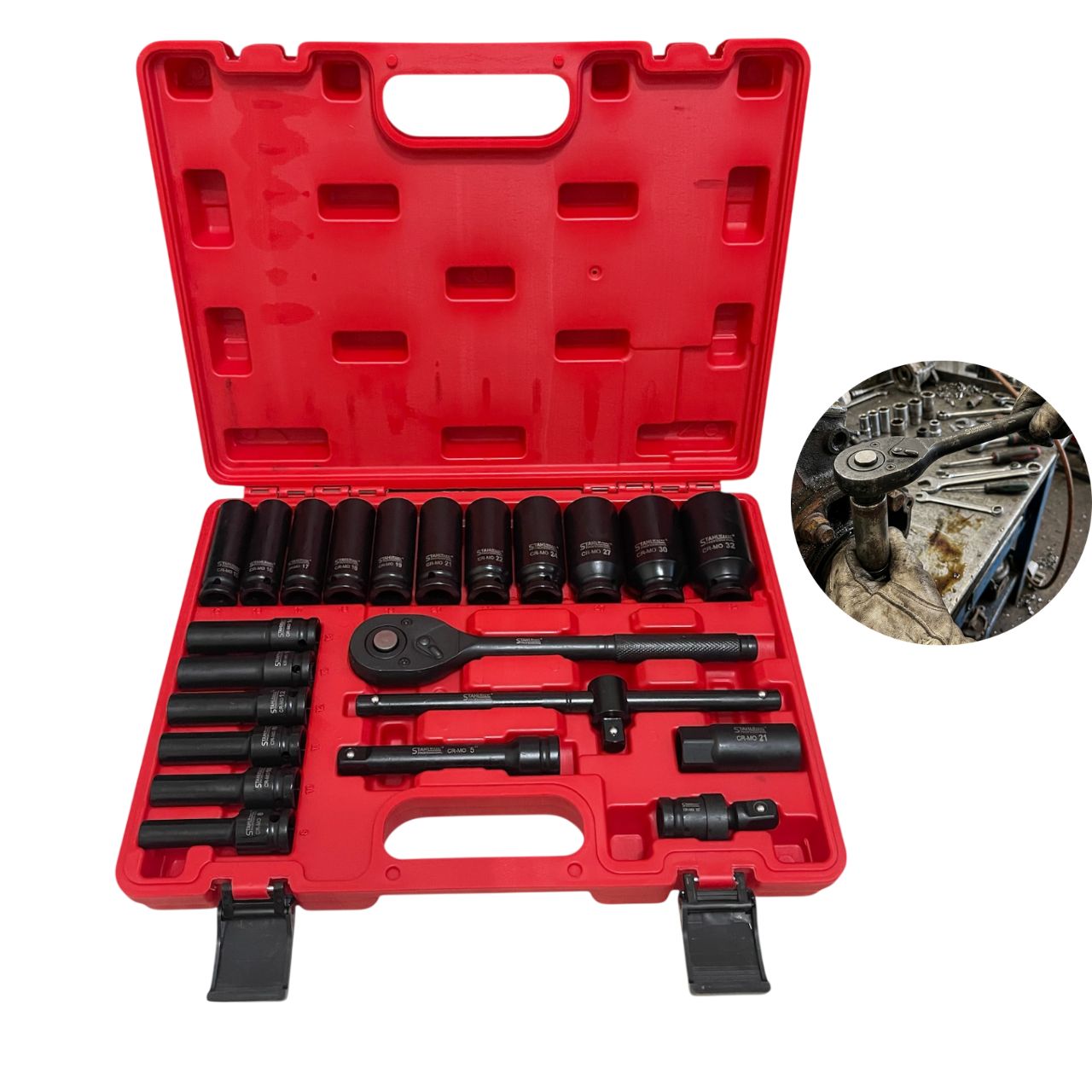 udarno-gedore-s-dulboki-vlojki-stahlmayer-0 Гедоре с ударни дълбоки вложки 23 части 1/2'' Stahlmayer