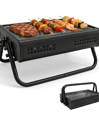 Преносима сгъваема скара на дървени въглища