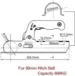 Заключваща лапа за теглич на ремарке 50мм 800кг