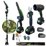 Комплект 4 в 1 от акумулаторна лозарска ножица, мини верижен трион, въздушен турбо пистолет и телескопичен прът 36V 8Ah StahlMayer