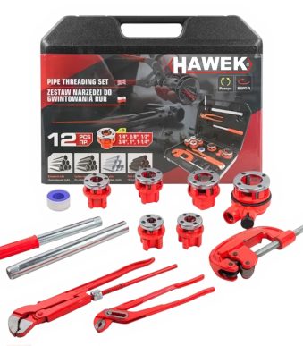 Комплект винторезка с 6 глави и инструменти 12 части HAWEK