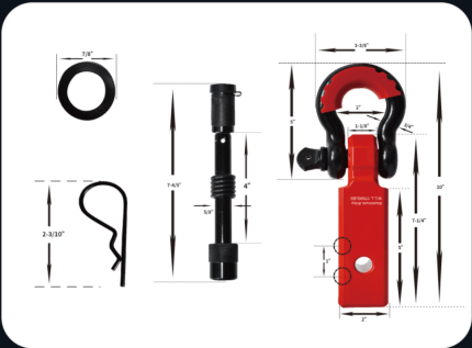 Шегел за квадратен теглич 2" с D-Ring 3/4" с заключващ щифт 8т