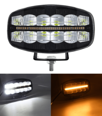 LED Халоген Фар DRL бяла/жълта светлина - 12-24V за джип, камион, агротехника 9 инча
