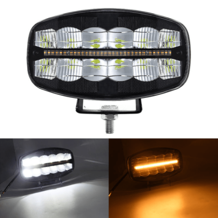 LED Халоген Фар DRL бяла/жълта светлина - 12-24V за джип, камион, агротехника 9 инча