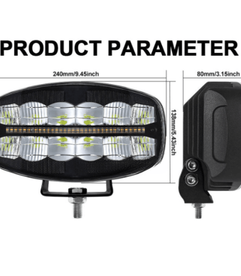 LED Халоген Фар DRL бяла/жълта светлина - 12-24V за джип, камион, агротехника 9 инча