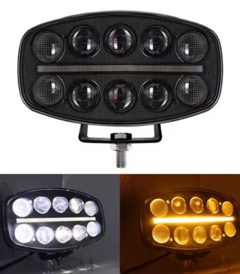 LED Халоген Фар DRL бяла/жълта светлина - 12-24V за джип, камион, агротехника 9 инча