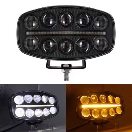 LED Халоген Фар DRL бяла/жълта светлина - 12-24V за джип, камион, агротехника 9 инча
